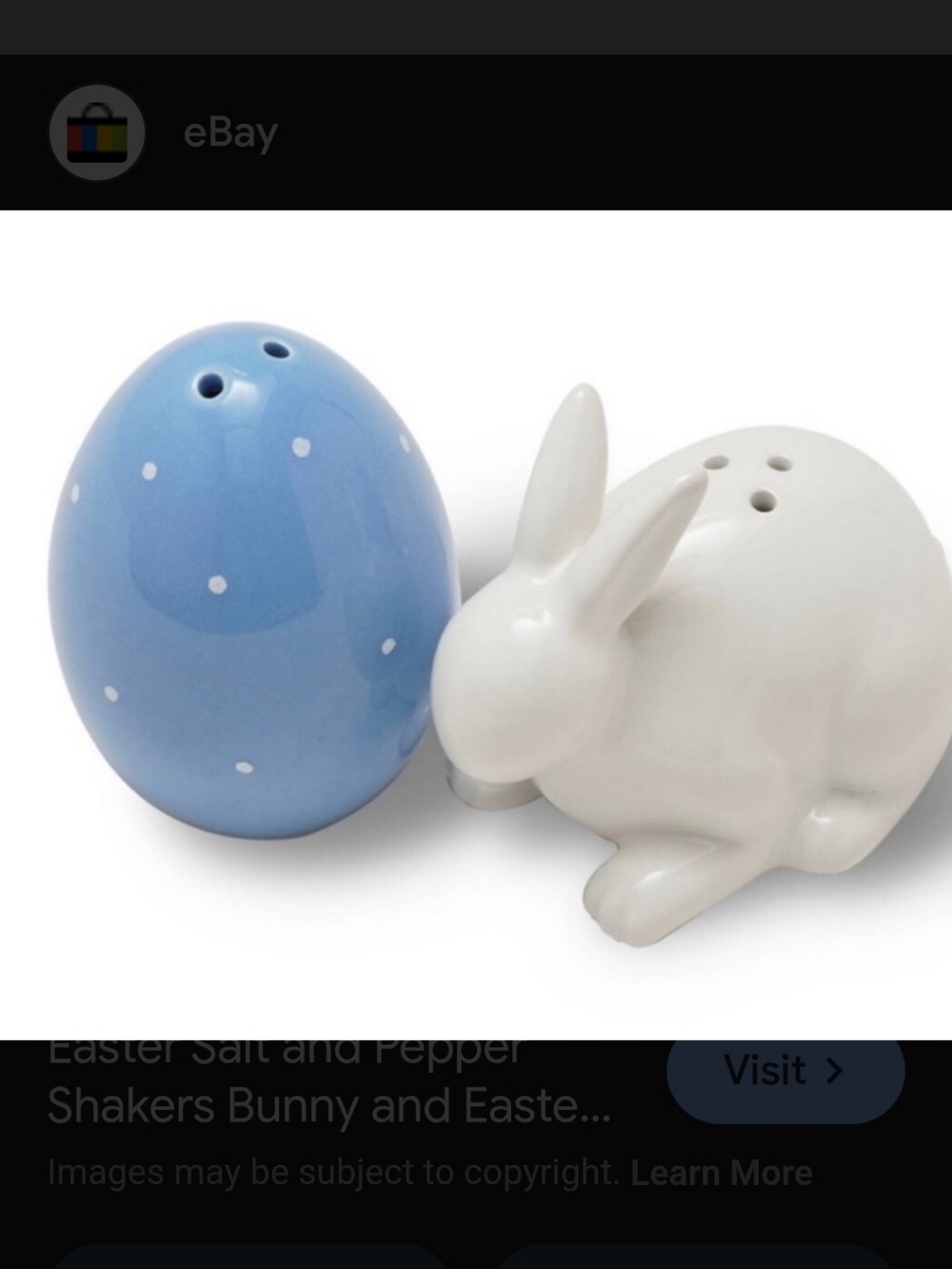 Easter Bunny and Easter Egg Salt and Pepper Shakers